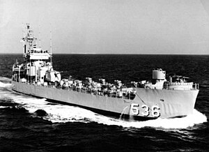 USS White River (LSMR-536) underway at sea, circa in the 1960s.jpg