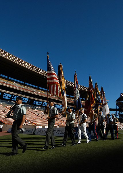 File:US Navy 051224-N-4965F-001 A joint service color guard marches off the field at Aloha Stadium after parading the colors at the 2005 Sheraton Hawaii Bowl.jpg