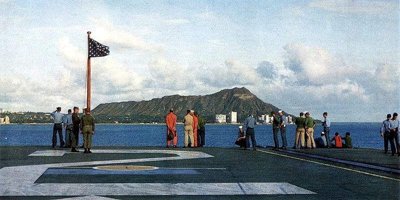 File:View of Diamond Head (Oahu) from USS Hornet (CVS-12) in October 1963.jpg