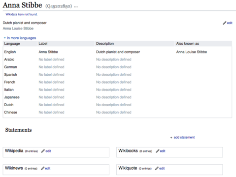 What the Wikidata editing interface looks like, when creating a new item.