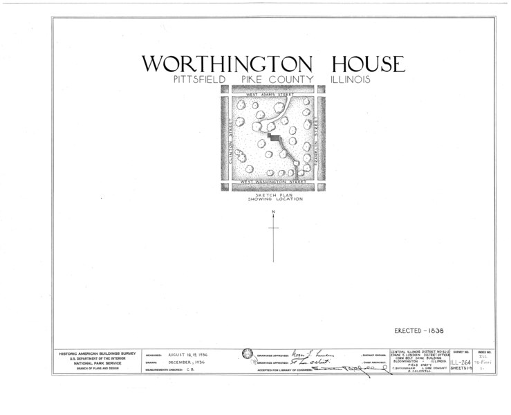 File:Worthington House, Franklin and West Washington Streets, Pittsfield, Pike County, IL HABS ILL,75-PITFI,1- (sheet 0 of 3).tif