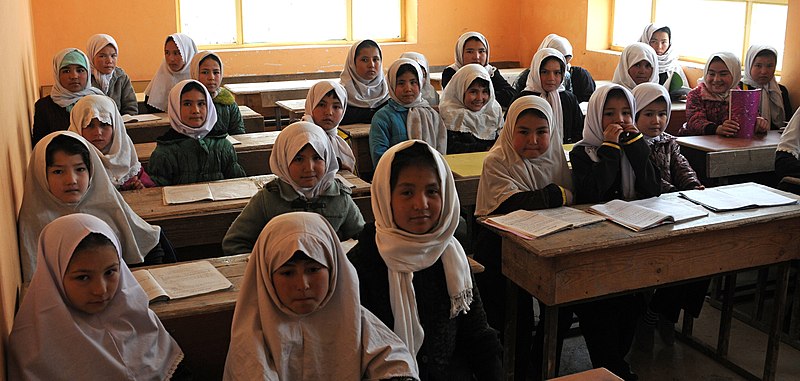 File:Young Afghan girls inside the classroom of Aliabad School-2012.jpg