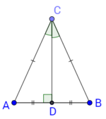 Висота в рівнобедреному трикутнику є одночасно і медіаною, і бісектрисою.