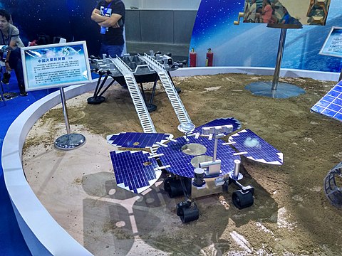 Scale model of the Tianwen-1 lander and Zhurong rover.