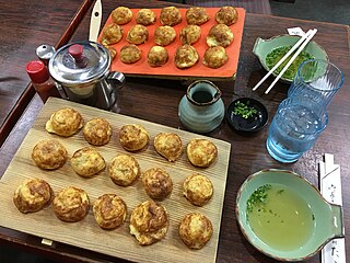 <i>Akashiyaki</i> Japanese round dumpling with octopus filling