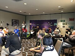 Community members participate in the New Voices session during Day 3 of Wikimania 2017