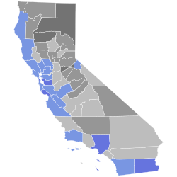 2018 California Insurance Commissioner hasil pemilihan peta oleh county.svg