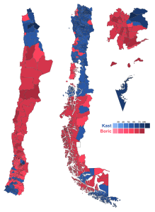 Presidentvalget i Chile i 2021 etter kommuneprosent (andre runde) .svg