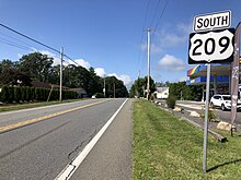 US Route 209 southbound in Towamensing Township 2022-08-08 09 49 55 View south along U.S. Route 209 (Interchange Road) just south of Preachers Camp Drive in Towamensing Township, Carbon County, Pennsylvania.jpg