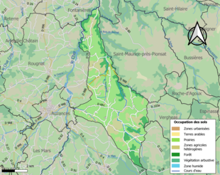 Barevná mapa znázorňující využití půdy.