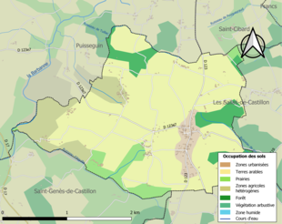 Barevná mapa znázorňující využití půdy.