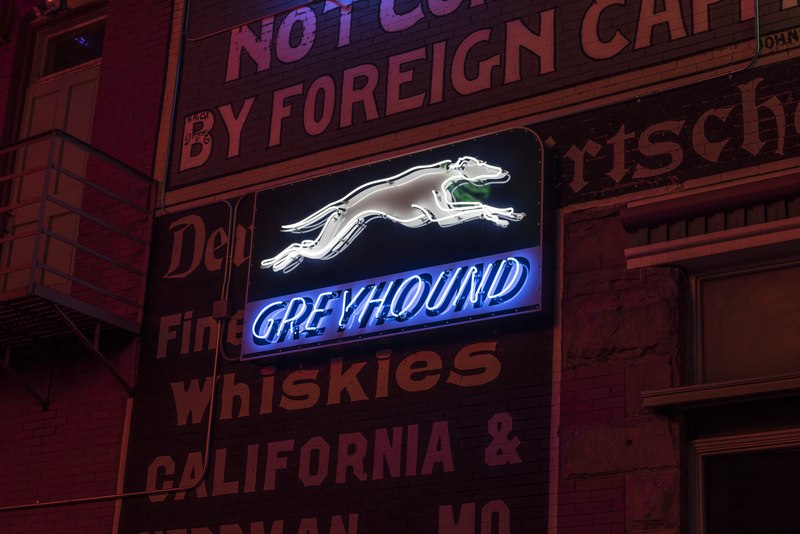 File:A classic, illuminated Greyhound Bus Lines sign in Neon Alley, a public-art project in Pueblo, Colorado, devised by sign collector Joseph Koncilja LCCN2015632740.tif