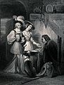 A young couple visit a fortune teller to have their future p Wellcome V0039065.jpg