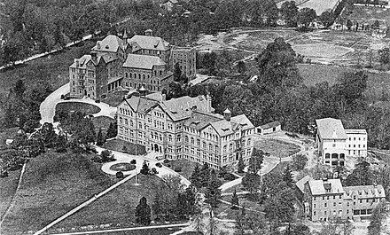 An aerial view of campus in 1920