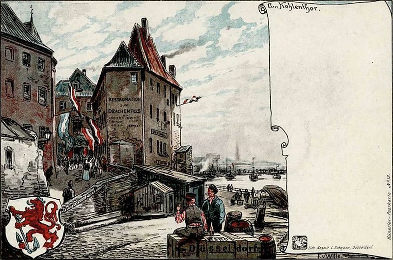 File:Am Kohlentor, Fritz von Wille (vor 1900), Künstler-Postkarte Litho L. Schwann, Düsseldorf.jpg