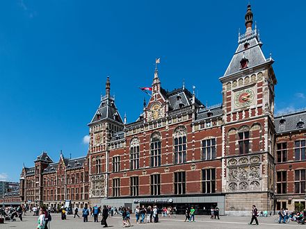 The facade of Amsterdam Centraal railway station