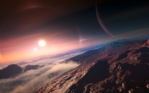 An exoplanet seen from its moon (artist's impression)