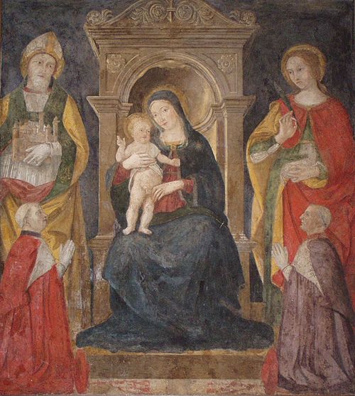 Madonna with child and saints by Antoniazzo Romano, Chapel, Almo Collegio Capranica