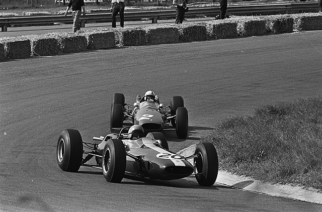 Peter Arundell (pictured leading John Surtees at Zandvoort) was promoted to be the teammate to Jim Clark, but only ran four races, before he was injur