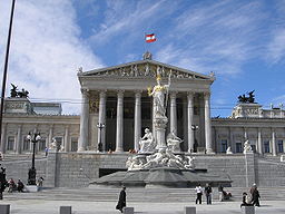 The Austrian Parliament building in Vienna Austria Parlament Front.jpg