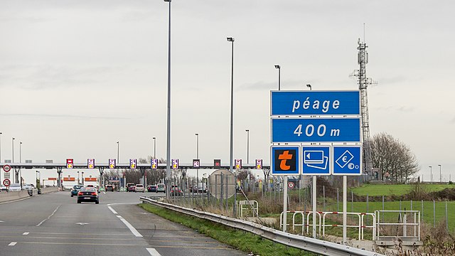 Toll barrier in Hordain (north of France), on autoroute A2