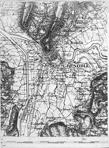 Grenoble prima del 1860, mappa della posizione