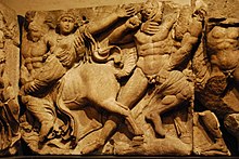 Один из камней Bassae Frieze, изображающий битвы с кентаврами.