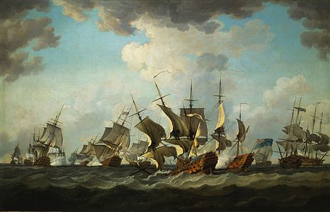 Tableau d’une bataille navale au XVIIIe siècle.