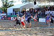 Deutsch: Beachhandball Europameisterschaften 2019 (Beach handball Euro); Tag 4: 5. Juli 2019 – Männer, Viertelfinale, Russland-Polen 2:0 (30:22, 19:18) English: Beach handball Euro; Day 4: 5 July 2019 – Quarter Final Men – Russia-Poland 2:0 (30:22, 19:18)