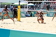 Deutsch: Beachvolleyball bei den Olympischen Jugendspielen 2018; Tag 9, 15. Oktober 2018; Mädchen, Viertelfinale: USA-Spanien 2–1 (21–19/17–21/15–9) English: Beach volleyball at the 2018 Summer Youth Olympics at 15 October 2018 – Girls Quarterfinals: USA-Spain 2–1 (21–19/17–21/15–9)