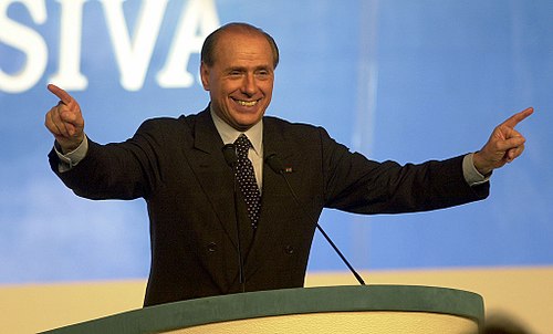 Berlusconi during a Forza Italia rally