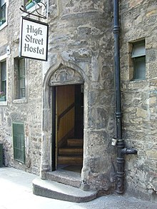 Regent Morton's House, on Blackfriars Street, Edinburgh, where Mary, Queen of Scots passed by torchlight to Bastian's wedding, 9 February 1567 Blackfriars Street doorway - geograph.org.uk - 1339605.jpg