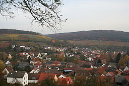 Blick über Elsenfeld, OT Schippach (vorne) und Rück (hinten)