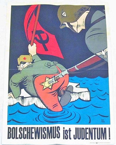 Anti-communist, antisemitic propaganda poster in Nazi Germany