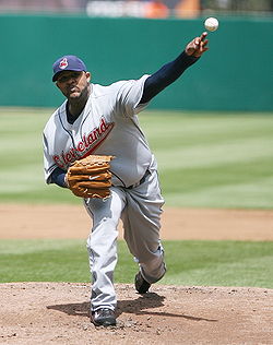 CC Sabathia is the only player to have led both leagues in shutouts in the same year (2008). He had two shutouts for the Cleveland Indians and led the American League when he was traded in the middle of the season to the Milwaukee Brewers of the National League and accumulated three more shutouts to lead that league as well. CC Sabathia.jpg