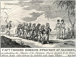 A British captain witnessing the miseries of slaves in Ottoman Algeria, 1815 Captain walter croker horror stricken at algiers 1815.jpg