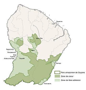 Kaart van het Amazone-park van Guyana