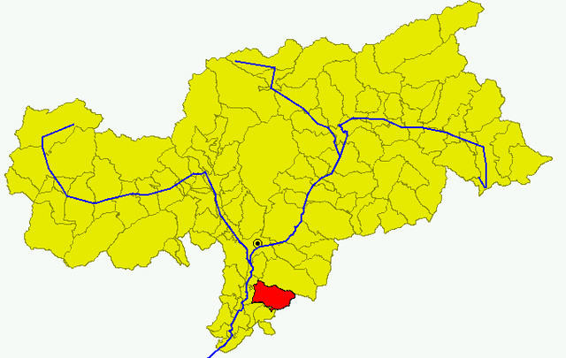 Poziția comunei în cadrul provinciei