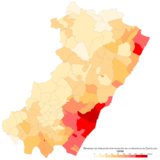 Hustota obyvatelstva podle obcí (2018)