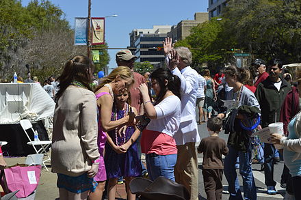 Hines, Grand Marshal of the Springtime Tallahassee Grand Parade, providing autographs and pictures for residents of Tallahassee on April 6, 2013
