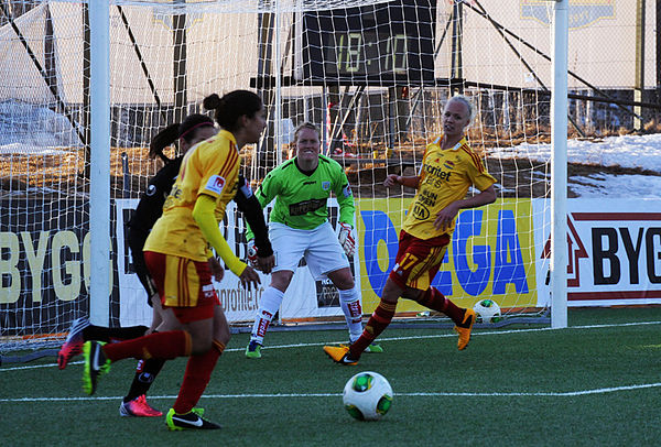 Press playing for Tyresö FF at the Svenska Supercupen, 2013