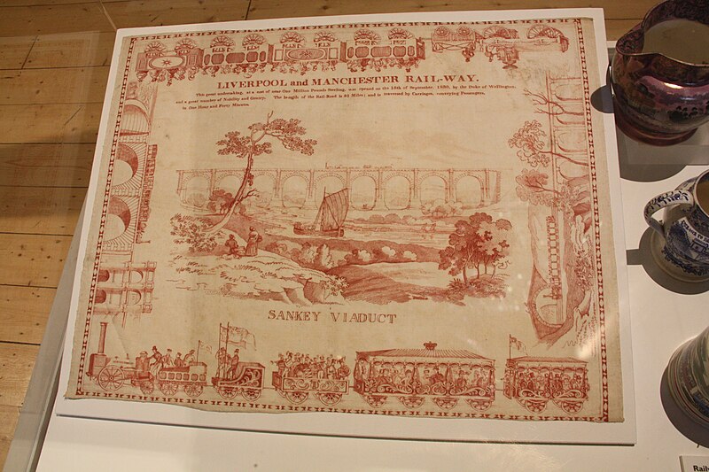 File:Cloth print engraving of the Sankey Viaduct crossing the Sankey Canal, 1830-2.jpg