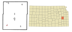 Location within Coffey County and Kansas