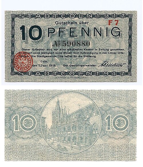 A German banknote from 1918, using a range of sans-serifs of the period