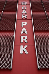 Signage for the multi-storey car park serving the newly-rebranded Connexin Live Arena in Kingston upon Hull.