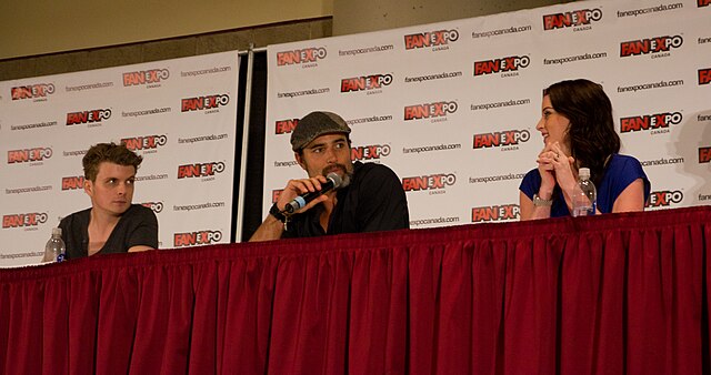 The main cast of the show at Fan Expo Canada 2012. From left: Erik Knudsen, Victor Webster and Rachel Nichols