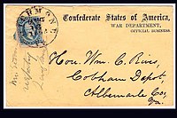 Confederacy War dept cover, 1863 Csa Jef'Dav 1863-10c.jpg