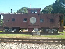 The caboose in Daisy, Georgia, which commemorates the importance of the railroad to Daisy's history. Daisy, Georgia Caboose.JPG