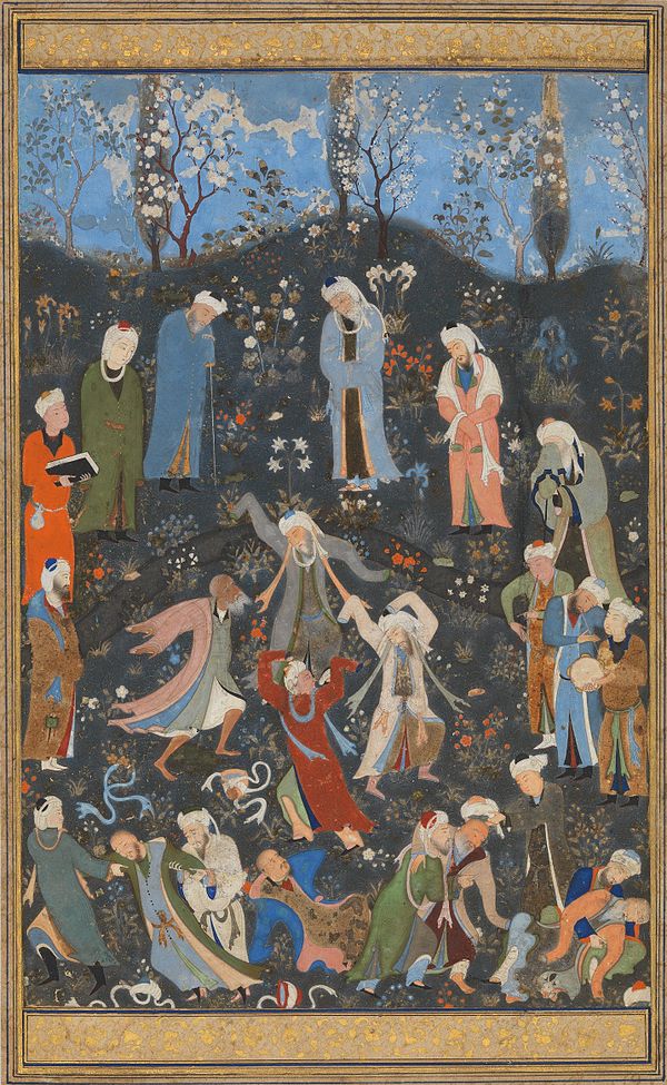 Dancing dervishes, by Kamāl ud-Dīn Behzād (c. 1480–1490)