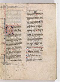 Teoksen Arkkitehtuurista ensimmäisen sivun käsikirjoitus noin vuodelta 1400–1450. Metropolitan Museum of Art.